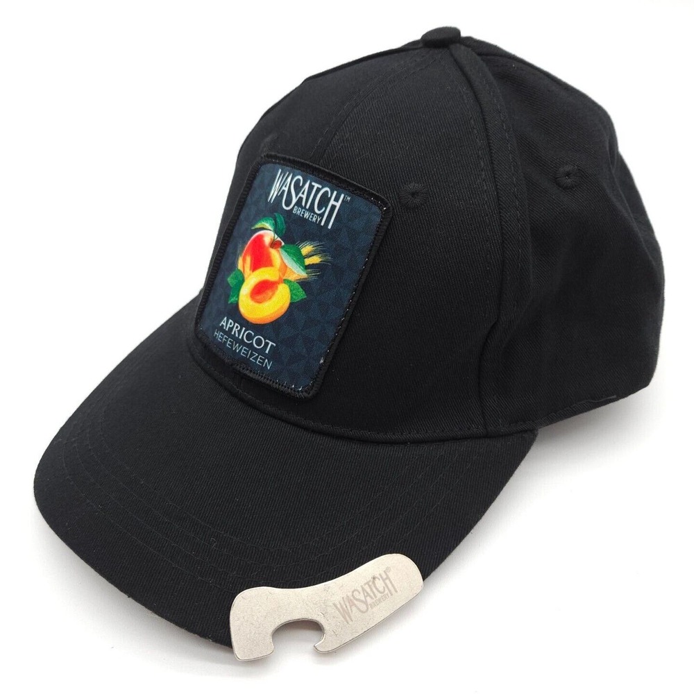 Wasatch Brewery Apricot Hefeweizen Beer Strapback Hat Black Cap Bottle Opener